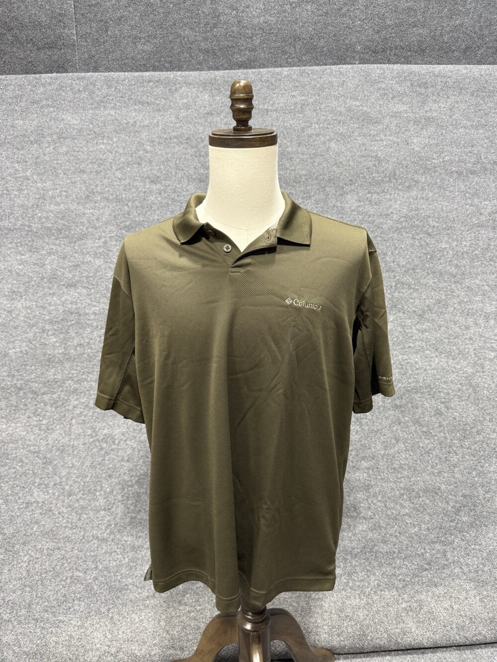 Columbia Omni-Wick Polo Shirt Mens Large Olive Green Performance Golf Casual